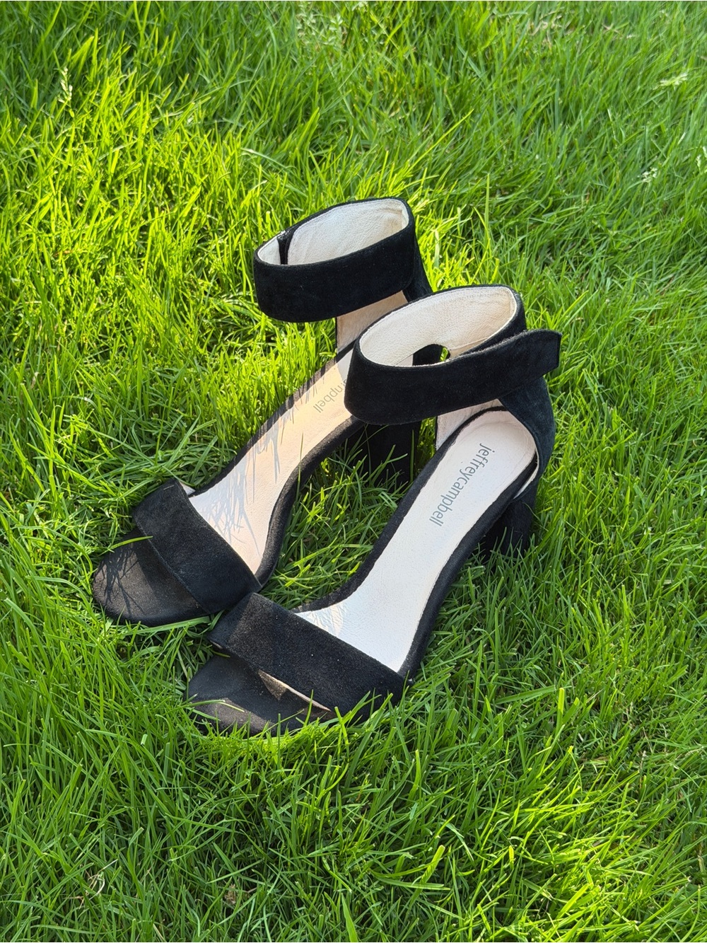 Jeffery Campbell Black Ankle Strap Block Heels